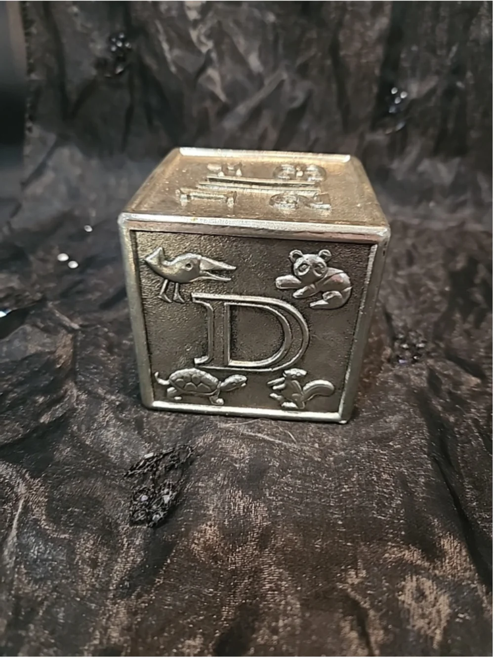 LEONARD'S ITALY SILVER PLATE BABY ABC LETTER BLOCK PIGGY COIN BANK Numbers, MCM